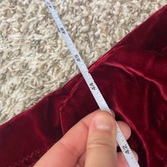 Vintage Handmade Burgundy Red Velvet Maxi Dress White Eyelet Cherry Embroidered - Picture 13 of 13